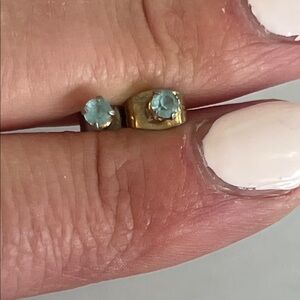 Elegant Gold and Blue Stone Earrings